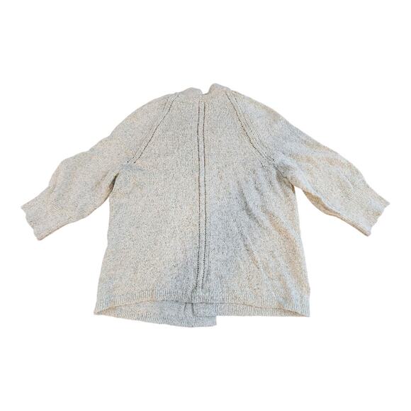 Pure J JIll cotton cardigan green cream knit open front sz small petite - Picture 2 of 14